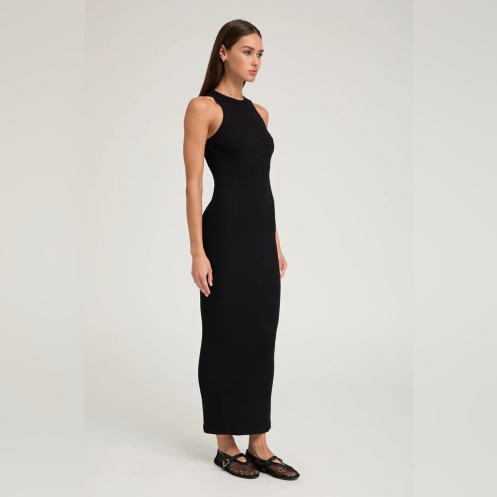 NWT Zara Sleeveless Black Ribbed Dress with Cowl Neck